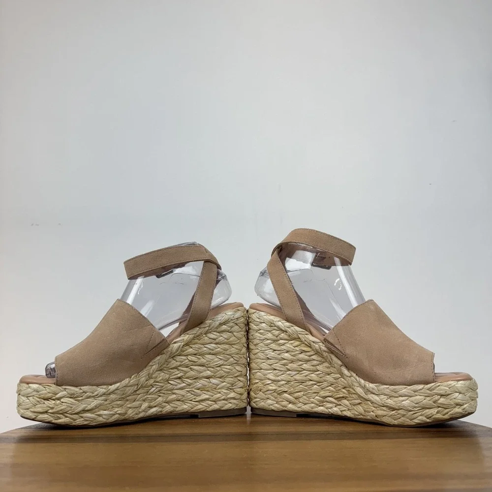Womens Marc Fisher LTD Nelly Pink Suede Woven Espadrille Wedge Sandals Size‎ 8.5